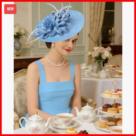 Vintage Derby Fascinator Hat with Feathers for Tea Party Cocktail Church main image 4